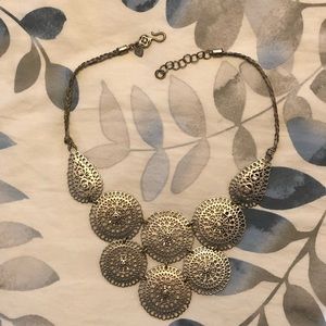 Stella & Dot Silver Medallion Statement Necklace